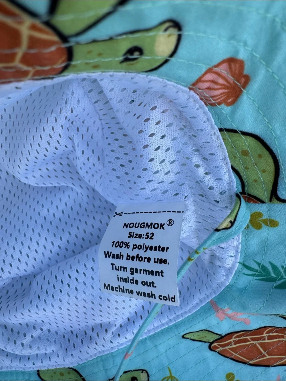 Nougmok, Aqua, Turtle Print, Sun Bucket Hat, Size 18-24 Months
